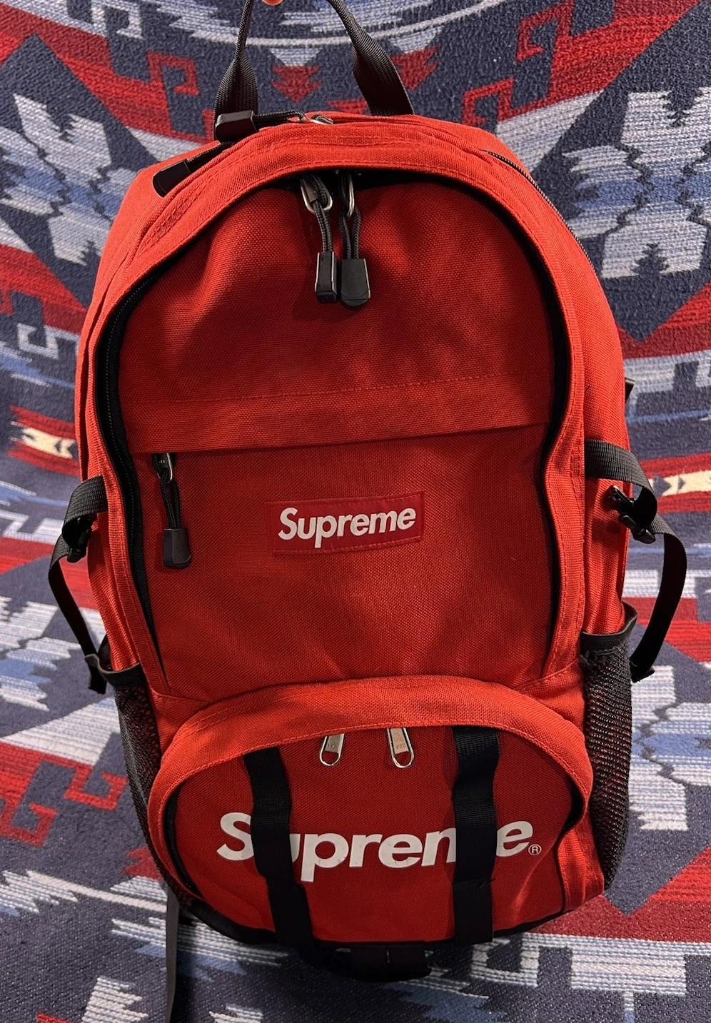 Authentique SAC À DOS SUPRÊME livre rouge SAC BOÎTE LOGO CORDURA AVEC housse de pluie randonnée vintage