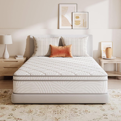 Plush Queen Hybrid Mattress, 10'' Comfort Foam & Pocket Springs, CertiPUR-US