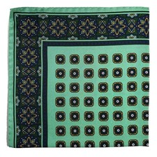 Mint Green Geometric Silk Twill Pocket Square Handmade in Italy 