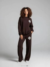 Womens Oversized Logo Sweatshirt & Wide Leg Joggers Tracksuit Co-Ord Set