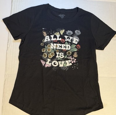 Womens ''All We Need Is Love'' Graphic TShirt Lightweight (Size Medium) New