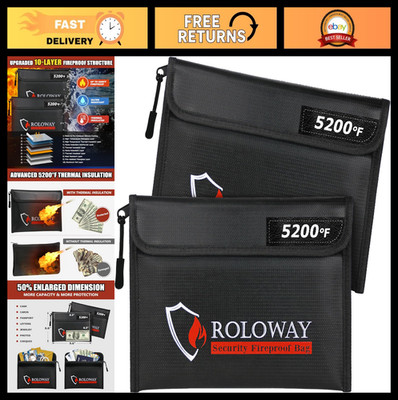 Fireproof Money Bag 2-Pack - Heat Insulated Zipper Pouch for Cash & Valuables