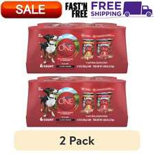  2 Pack 6 Ct Purina ONE Wet Dog Food High Protein Soft Variety Pack 13 oz Cans