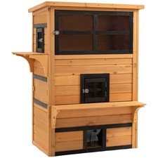 3-Story Cat House Feral Cat Shelter, Outdoor Kitten Condo with Raised Floor