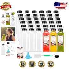Bulk 36ct 12oz BPA-Free Plastic Bottles, Reusable Smoothie & Juice Containers