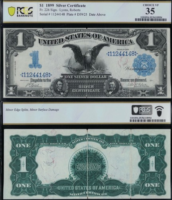 #ad #ad SC 1899 $1 *First Issue* Fr.226 “Black Eagle” Silver Certificate PCGS 35 148 $449.00