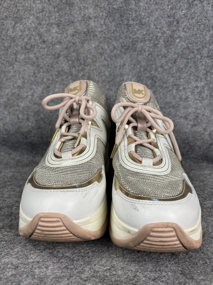 Michael Kors Olympia Trainer Shoes Womens Size 10 Pink White Chunky Sneakers - Image 2 of 4