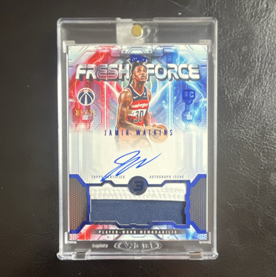 Topps 2025-26 Topps Three Jamir Watkins Wizards RC Auto Mem Blue /15 FFR-JW
