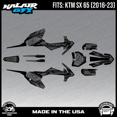 Graphics Kit for KTM 65SX SX65 (2016-2023) Rugged Series - Smoke
