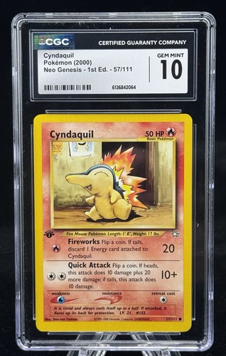 Cyndaquil (1st Edition) graded CGC 10 for sale on eBay