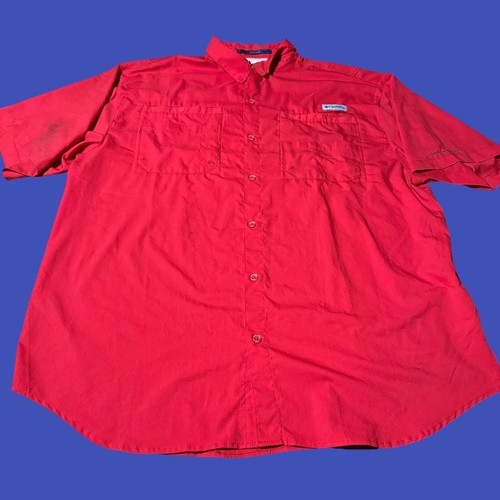 Columbia PFG Shirt Mens XL Red Tamiami Vented Fishing Outdoor Hiking Omni Shade
