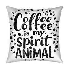 Coffee is My Spirit Animal Pillow Cover, Funny Throw Pillow Cover, Coffee Lover