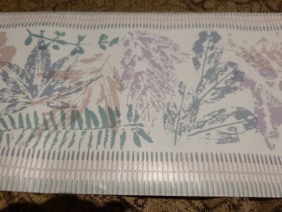 Wallpaper Border Soft Leaves Leaf Imprint blue lilac teal cream Wall 2716 NIP