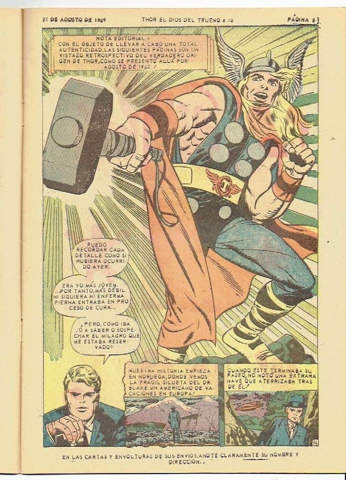 MEXICAN THOR 158 ORIGIN RETOLD LEE & JACK KIRBY LA PRENSA MEXICO 1969 ...