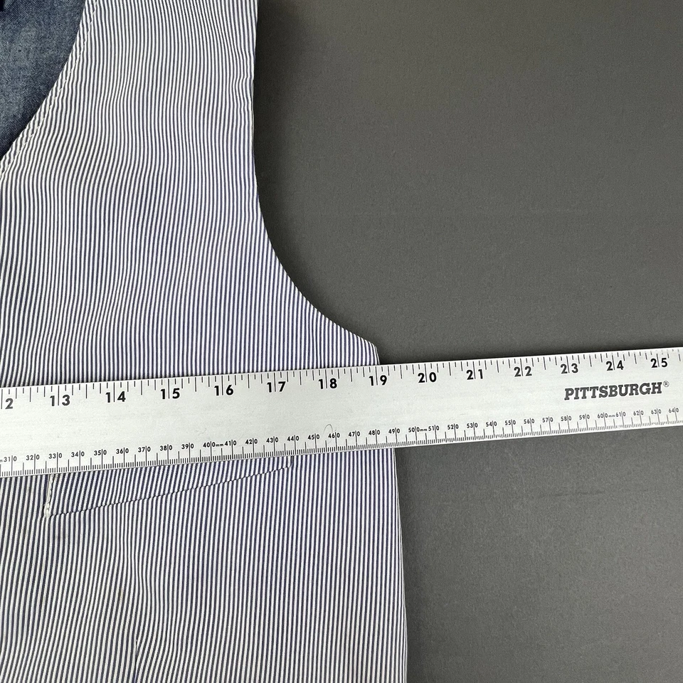 J.Crew Traje Chaleco Azul Rayas Seersucker Chaleco Bolsillo Hombres Talla Mediana Foto 3 de 4