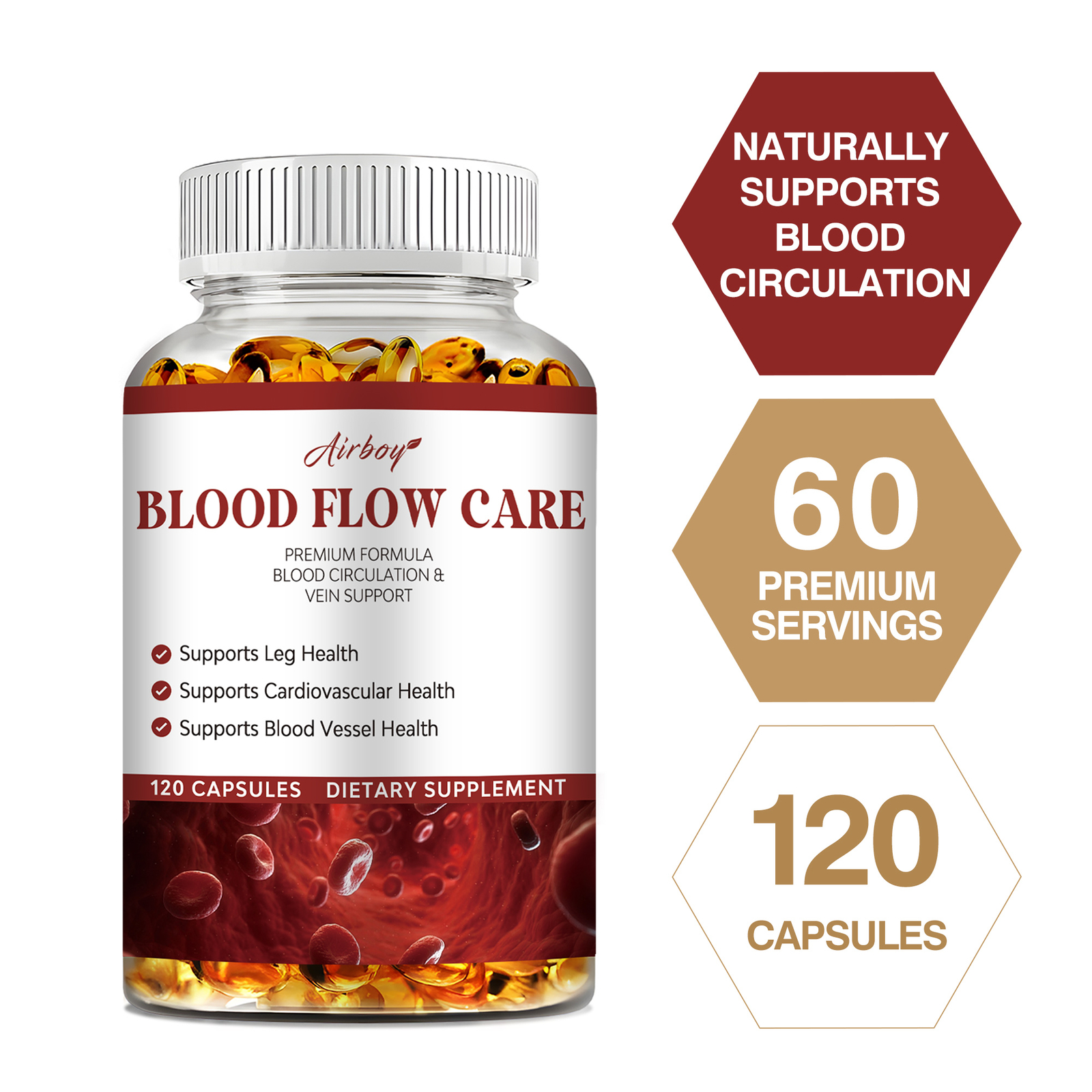 Blood Flow Care - Support Brain & Heart Health, Reduce Fatigue, Varicose Veins