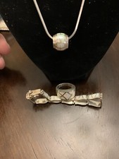 Feines Vintage Sterling Silber Feueropal Set Wow! Toller Ringarmreif Größe 8