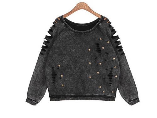 Sweater Jumper Vintage Fray Long Sleeve 
