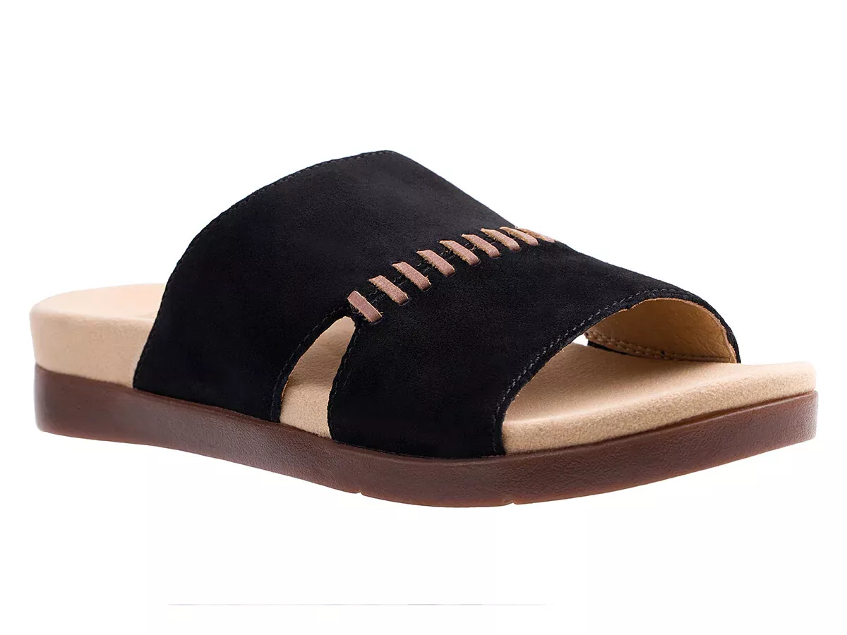 Spenco Women s Twilight Woven Black Mule Sandal Slide Wide