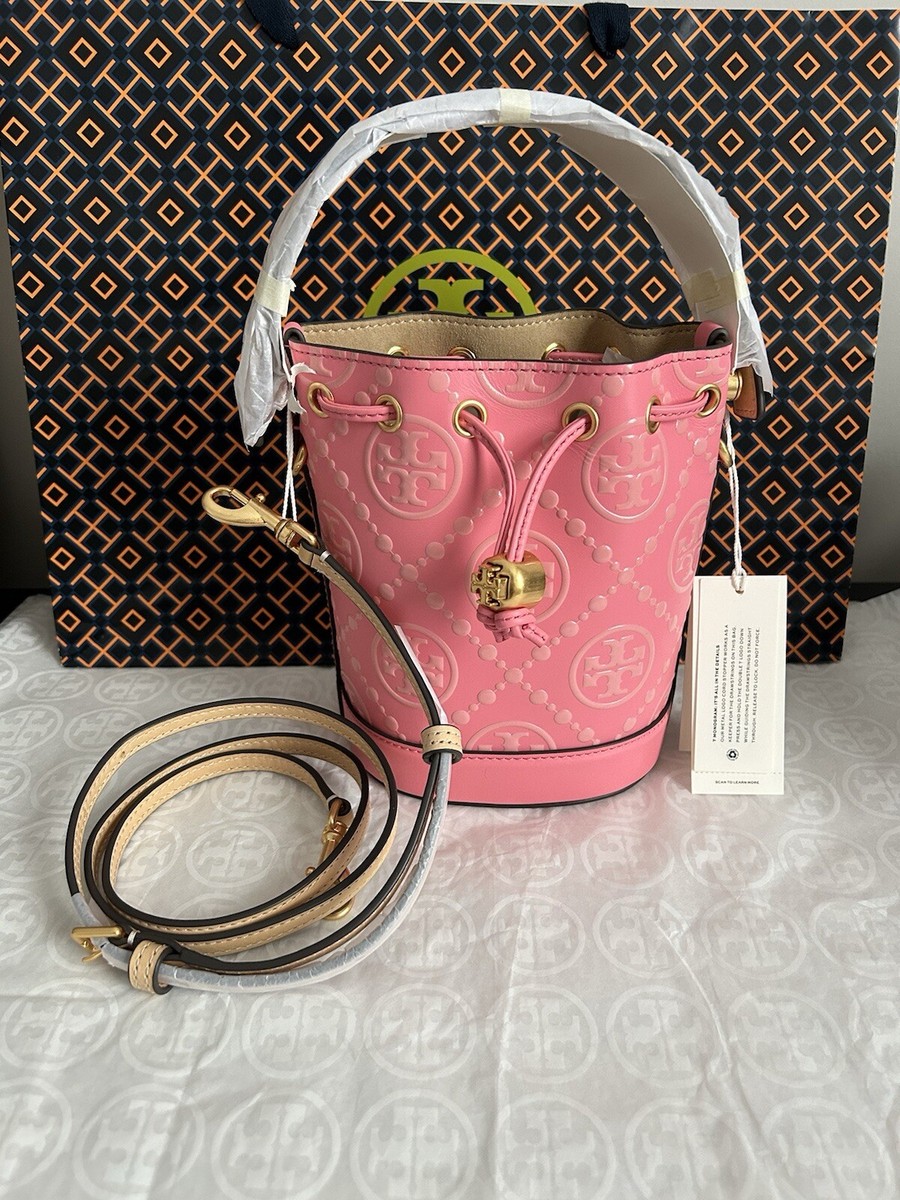Tory Burch T Monogram Contrast Embossed Mini Bucket Bag