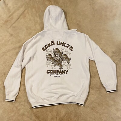 Ecko Unltd Art Of Progress Heavyweight Logo Hoodie Mens XL Extra Large White