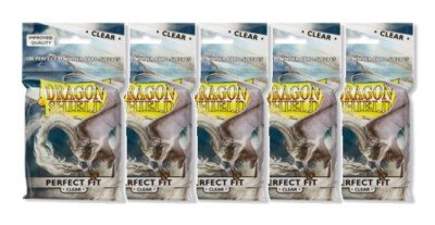 BUNDLE 5x100 Dragon Shield Standard Perfect Fit Sleeves Clear/Clear (63x88mm)
