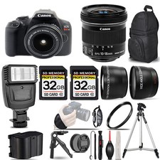 Canon Rebel T7 with 18-55mm Lens 10-18mm f/4.5-5.6 IS STM Lens Flash 64GB