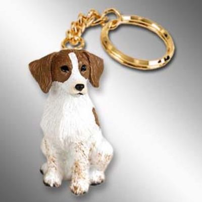 BRITTANY Brown White Dog Tiny One Resin Keychain Key Chain Ring