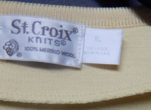 ST CROIX KNITS Wool Yellow Cardigan Sweater Gold Buttons XL REPAIRED - Picture 3 of 9
