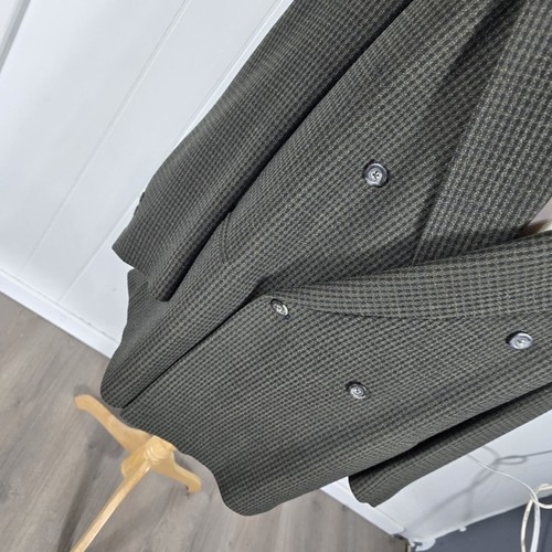 daniel hechter Mens 48L Grenn Black Check Double Breast 100% Wool Sport Coat S77 - Picture 4 of 24