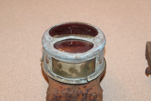 VINTAGE DUO LAMP Tail Light Red Clear Glass Lens w/License Plate Mount RAT ROD - Picture 18 of 20