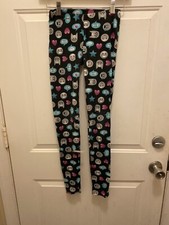 City Streets Black Teal Pink Grey cats Hearts Juniors XS Leggings