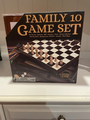 Family 10 Game Set - Chess, Checkers, Backgammon, more