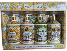 Villa Flora Collection Hand Soap 16 oz Bottles infused with Essential Oils