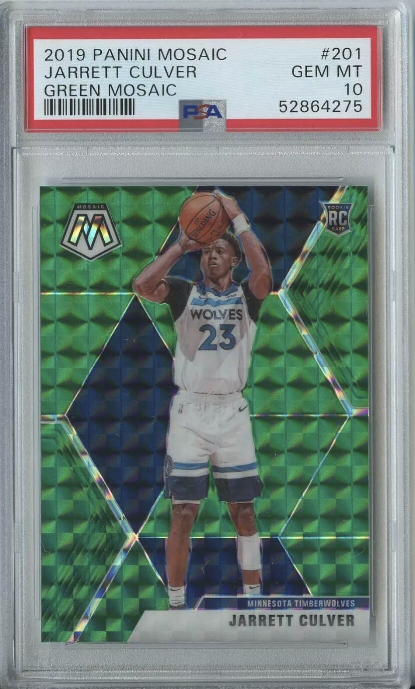 Jarrett Culver 2019 20 Panini Mosaic #201 RC Rookie Green Mosaic Prizm PSA 10