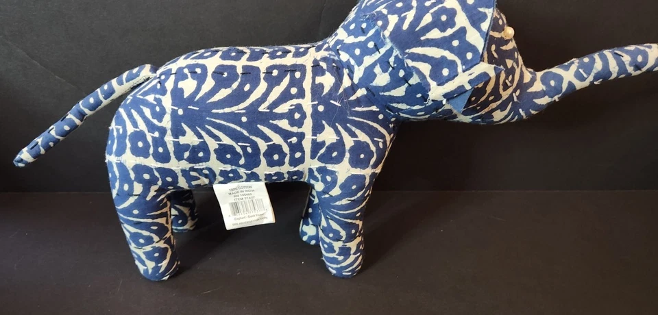 Primitives by Kathy Elephant Block Flower Print Blue Linen - Image 2 of 4