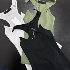 Hot Y/project Vest Ribbed Cami Tank Invisible Strap Design Sleeveless Women Tops