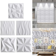 White PVC 3D Wall Panels Ceiling Decorative Wallpaper Tiles Cladding Sheet 50cm