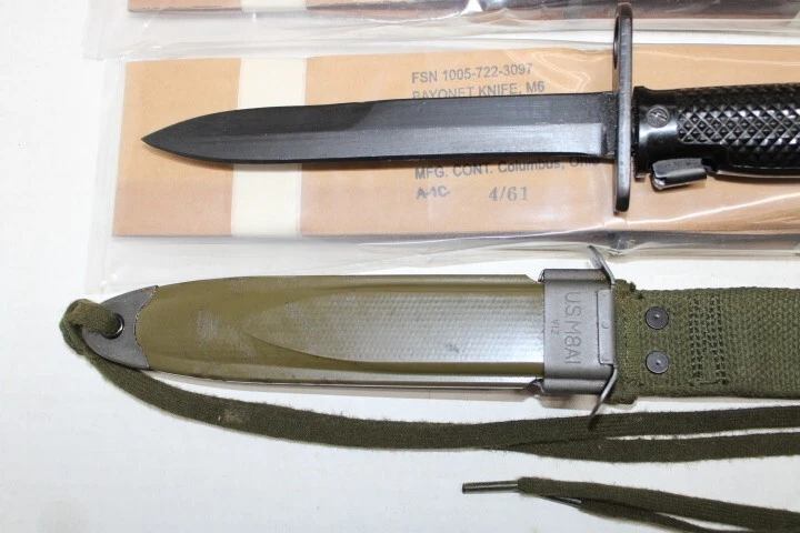 Cuchillo para rifle MILPAR M6 edición militar de Estados Unidos era Vietnam con juego de vaina M8A1 AG Foto 3 de 4