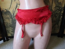 Women's Red Satin Garter Belt Size Small