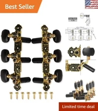 Short Black Guitar Tuning Keys - 6 String Machine Heads with Black Buttons