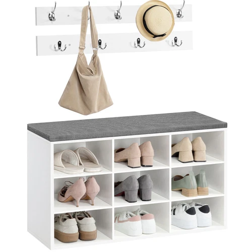 HOOBRO Garderobe Schuhregal Set Schuhbank Schuhregal Sitzbank 80 x 30 x 48 cm - Bild 18 von 19