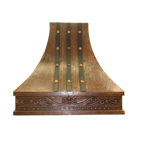 Handmade Large Pure Copper Hammered Wall Mount Range Hood (Size-48"x22"x44")