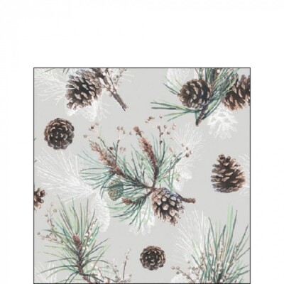 20 Papierservietten, Cocktail-Servietten PINE CONE ALL OVER Ambiente 25x25cm