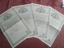 Debito pubblico Regno d'Italia Lire 100 lotto 4 cartelle numeri progressivi rari