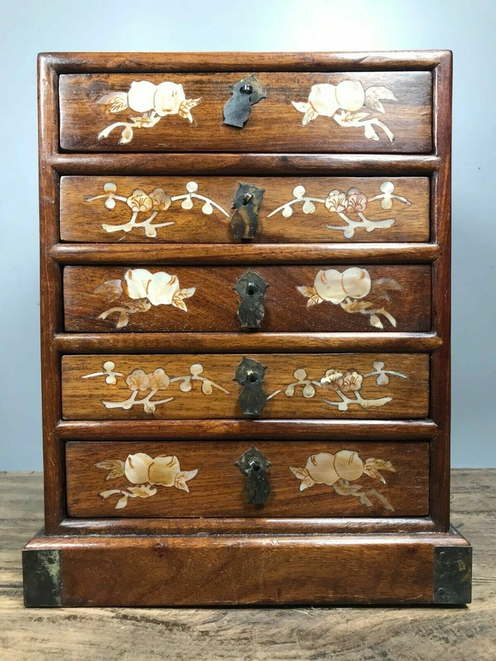 Armario de madera chino de 11,6"" armario de palo de rosa natural armario de madera antiguo Foto 2 de 4