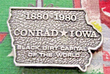 Vintage 1980 centennial Conrad Iowa Black dirt capital of the world belt buckle