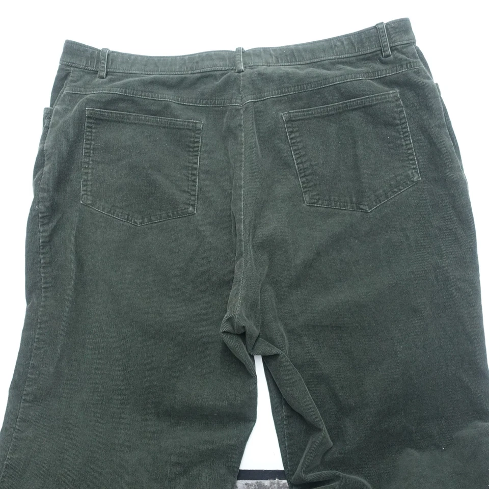 Orvis Corduroy Pants Women 14 Tarragon Green Cotton Stretch Pocket Straight Leg - Image 2 of 4