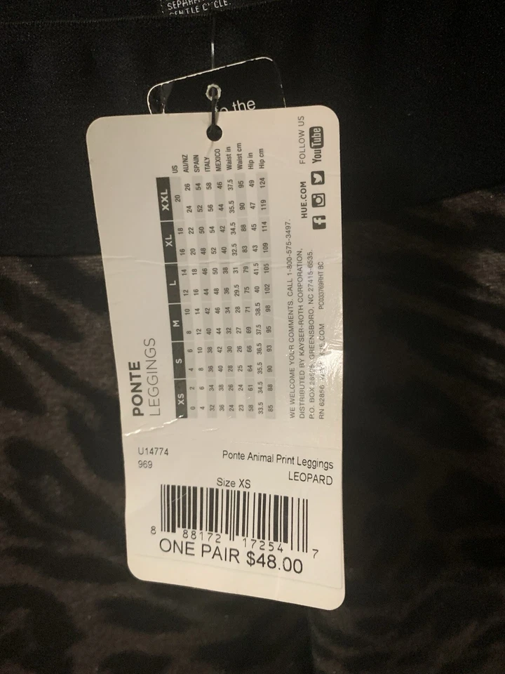 HUE Ponte Leggings Animal Print “Leopard” Size XS NWT - Image 4 of 4