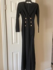 Fashion Nova  Black Maxi Mermaid Dress Size XS
